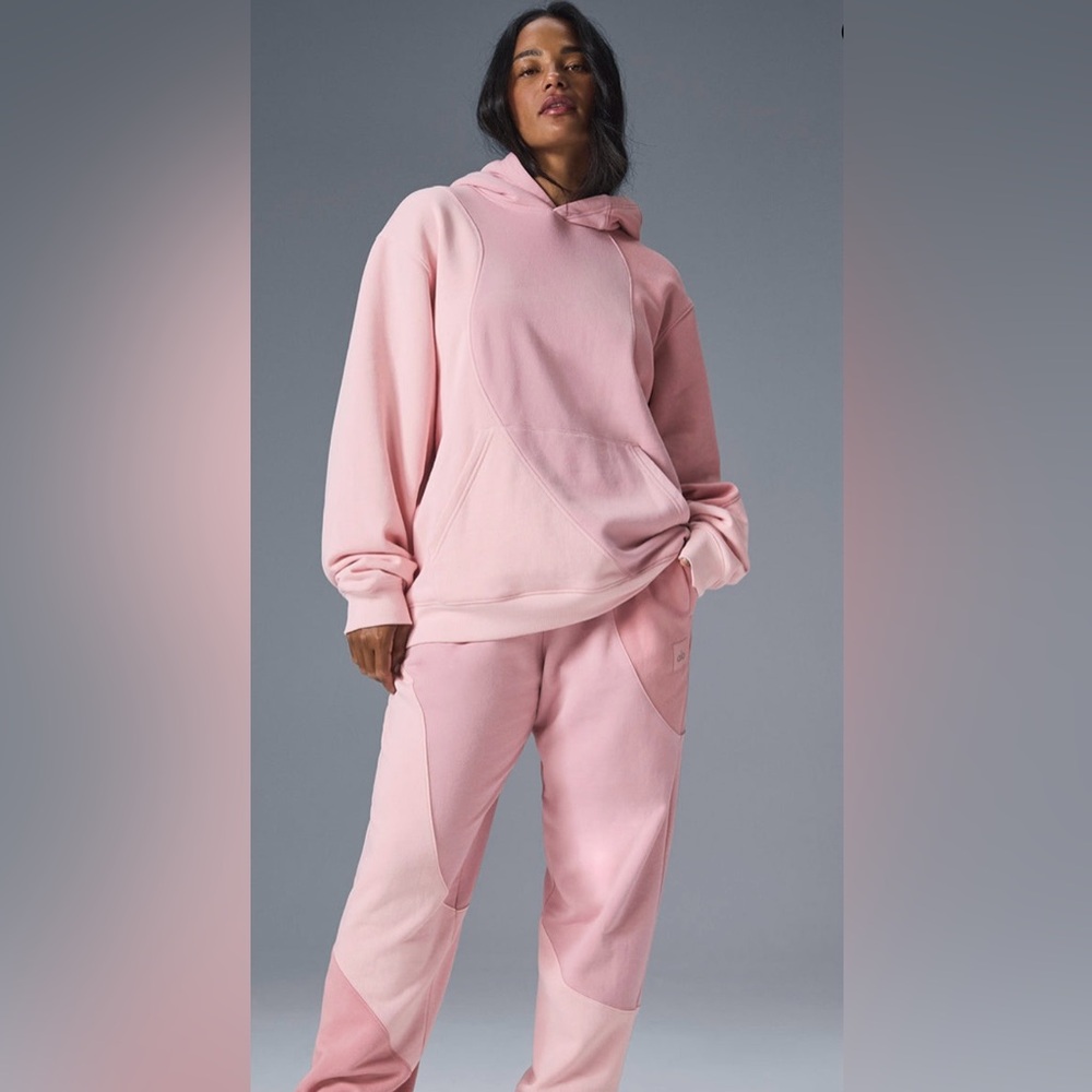 ALO Yoga NWT Make Waves Hoodie Sweatshirt Sunset Pink Tonal Size S Oversized - Picture 3 of 11